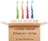 Kids Toothbrush Set of Soft Giraffe Toothbrush for Kids 3-9. Easy-Grip, Bristle Cover, Self-Standing & Splited Bottom for Cup Rim. by Lix, 4 Colors (100)